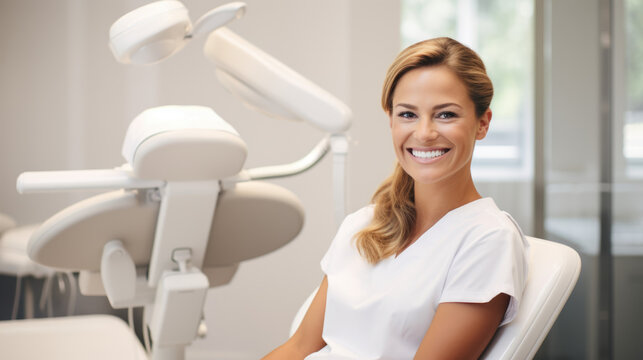 Dental Care:Smiling Woman at the Dentist