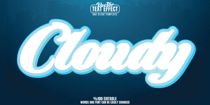 Cloud editable text effect, customizable white and soft 3D font style