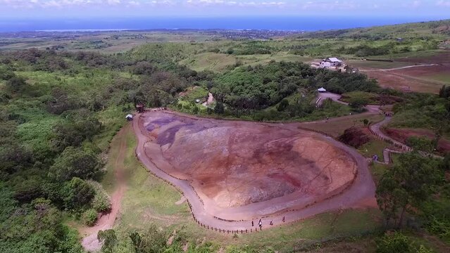 Seven Coloured Earth Nature Park in Chamarel. Jungle and Forest in Mauritius. Beautiful Landscape and Nature in Background
