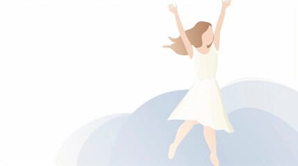 Fototapeta premium Minimalist Art of a Long-Haired Woman with Raised Arms