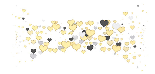 colorful flying hearts on a blue background. 3d