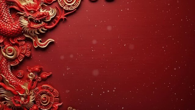 Anamorphic video Happy Chinese New Year. Year of the dragon zodiac sign.