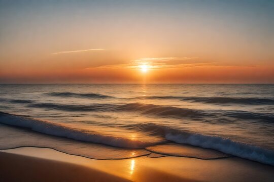 Generate an image portraying a minimalist sunrise, emphasizing the clean, unobstructed horizon with a single focal element bathed in soft morning light