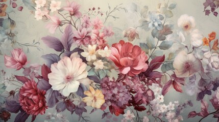 Oil painting floral background. Dreamlike atmosphere.