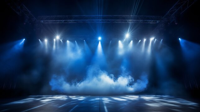 Stage Spotlight with Laser rays and smoke, Stage lights, Stage Scene