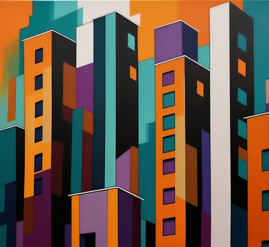 Edificios 3D animado colorido