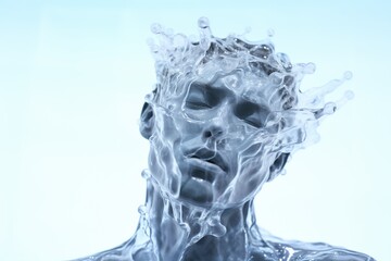 man made out of water on white background