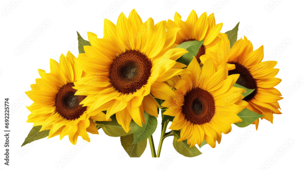 Wall mural sunflower, flowers isolated on transparent background, yellow, yellow flower, isolated photo summer 