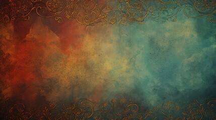 old grunge paper background with old retro vintage ornament - obrazy, fototapety, plakaty