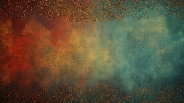 old grunge paper background with old retro vintage ornament