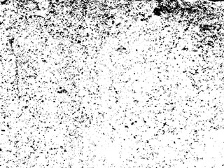 Fototapeta na wymiar Distress black and white vector texture of a dirty concrete wall with large and small grains. Vector illustration. Weathering effect scratches scuffs dust natural grunge background stencil overlay 