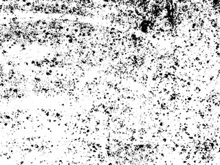 Abstract black and white dirty weathered vector texture with large and small grains. Vector illustration for overlay. Distress effect cracks scratches scuffs dust natural grunge background for stencil