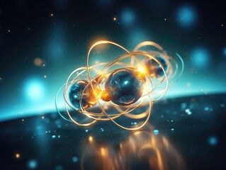 Hydrogen and Helium Atoms 3D Rendering