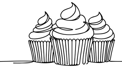 Muffin cake one single line drawing for logo.
