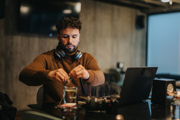 Diverse team working late, discussing project details, digital marketing, financial planning, market research for successful business expansion.