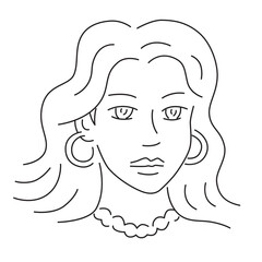 Beautiful girl line art sketch portrait