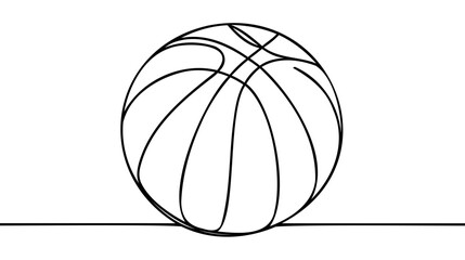 Continuous one line drawing. Basketball icon. Vector illustration. - obrazy, fototapety, plakaty