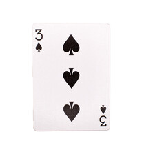 Three of spades on a transparent background 