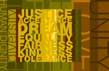 A vector typographic inspirational poster on civil rights movement in vibrant colors - 692236929