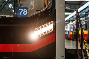 Modern new metro train with LED lights