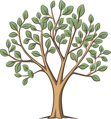 Obraz premium Whimsical Woodwork Illustrated Tree Vector SketchesEnchanted Echoes Artistic Tree Vector Resonance