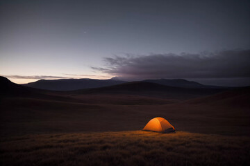 Solitude in Majesty: Discover the Mesmerizing Isolation of a Tent Amidst Breathtaking Mountain Scenery!