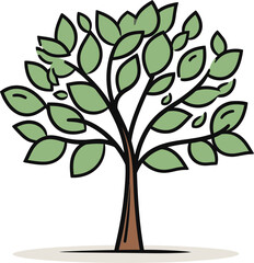 Obraz premium Enchanted Arbor Artistic Tree Vector StructureFoliage Fresco Illustrated Tree Vector Fresco