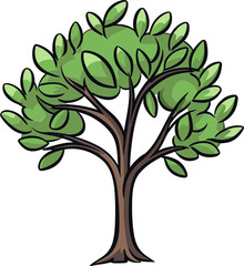 Obraz premium Tranquil Treetop Hand-Drawn Tree Vector SummitSylvan Sentiments Handcrafted Tree Vector Emotions