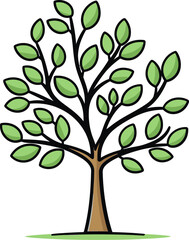 Obraz premium Foliage Fusion Illustrated Tree Vector BlendArboreal Harmony Handcrafted Vector Symphony