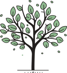 Arboreal Melody Handcrafted Vector SonnetNatures Tapestry Hand-Rendered Tree Vector Collage