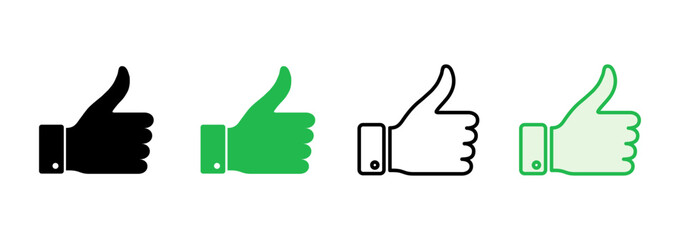 Obraz premium Thumbs up icon set. Hand like. Like icon vector.