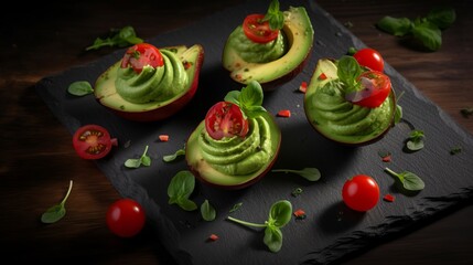 Avocado appetizers. Generative AI