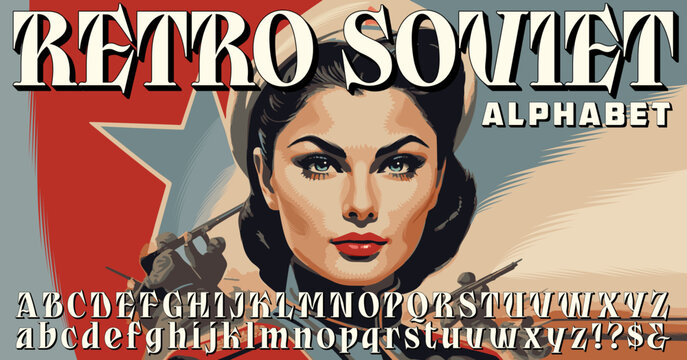 Retro Soviet Alphabet: A typeface that is stylistically similar to Cyrillic alphabets used in various USSR poster art from the 20th Century