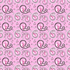 Paisley Small Floral Rose on Pink Seamless Tile
