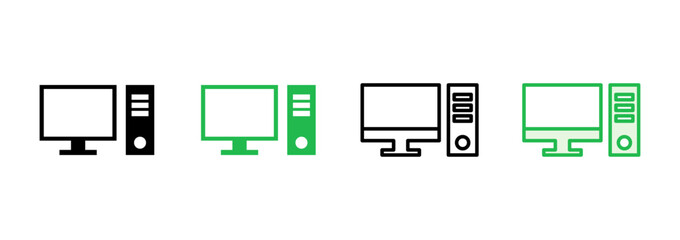 Computer icon set. computer monitor icon vector.