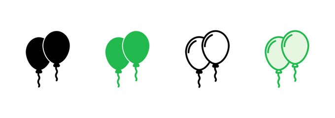 Balloon icon set. party balloon icon decoration birthday vector. Balloon black silhouette icon