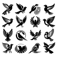 set of bird icon logo designs