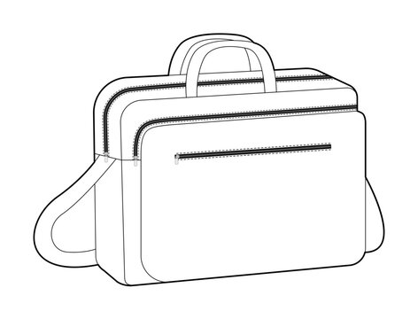 recommend clip art: Computer laptop Bag messenger silhouette bag. Fashion accessory technical illustration. Vector satchel front 3-4 view for Men, women, unisex style, flat handbag CAD mockup sketch outline isolated