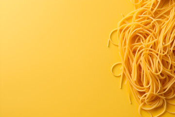 Spaghetti Gialli su Fondo Giallo - obrazy, fototapety, plakaty