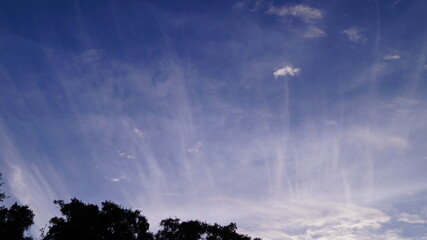 A photograph of the blue sky with clouds.