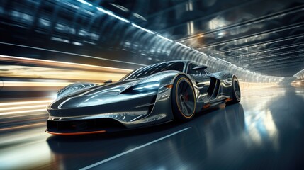 High-speed race as a racer takes on a challenging course. The scene focuses on the racer's precision and skill, with every move a testament to their expertise action. Generative ai