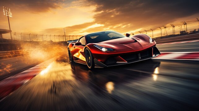 High-speed race as a racer takes on a challenging course. The scene focuses on the racer's precision and skill, with every move a testament to their expertise action. Generative ai