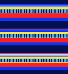 Textile Stripe Red Yellow and Blue Seamless Tile