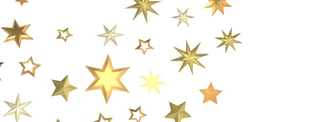 Gilded Wonders Unleashed: 3D Gold Stars Rain Illustration Mesmerizes Viewers