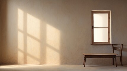 Soft morning light gently illuminates the plain wall, highlighting its pure and unblemished texture.