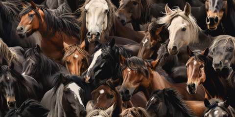 A Majestic Herd of Horses - obrazy, fototapety, plakaty
