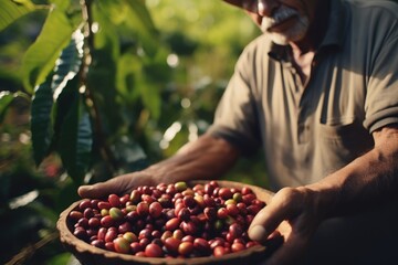 From Bean to Cup: Unraveling the Journey of Costa Rican Coffee, Where Cooperatives and Workers Come Together for a Harvest of Quality and Tradition. - obrazy, fototapety, plakaty
