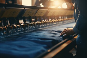 Denim Hub: Explore the Heart of Denim Production in Turkey, Unveiling an Industry at the Forefront of Fashion and Textile Innovation with Cutting-Edge Technology. - obrazy, fototapety, plakaty
