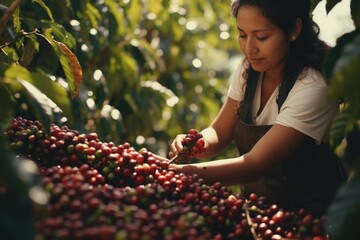 Fair Trade Coffee Initiatives: Showcase scenes from fair trade coffee initiatives globally, emphasizing the importance of ethical and sustainable practices in the coffee industry
 - obrazy, fototapety, plakaty