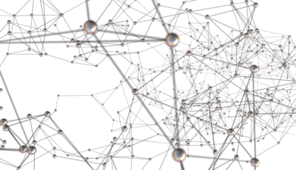 Neural network 3D illustration. Big data and cybersecurity